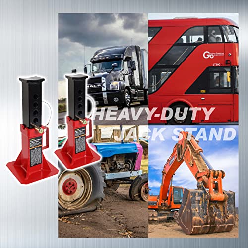 TCE ATZ120005U Torin Heavy Duty Car Jack Stand with Lock, 12 Ton (26,400 lb) Capacity, Red, 1 Pair - style: Wide Base