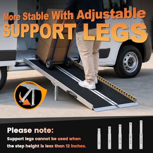 gardhom 5FT Ramp for Wheelchair for Home Steps, 800Lbs Load Capacity Anti-Slip Aluminum Portable Folding Handicap Ramp for Home Entrance Threshold Doorways Stairs Curbs Scooter - size: 5 Foot (Pack of 1)
