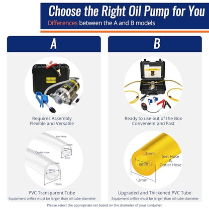 12V Oil Extractor Pump, 100W High Flow Oil Change Pump, Upgraded Anti-Kink Hose for Engine Transmission Fluid, Marine & Automotive Oil Transfer Pump for Boat, Car, Jet Ski, Lawn Mower - color: B NEW-Yellow Hose