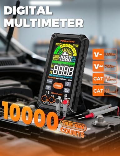 Smart Digital Multimeter Auto-Ranging,10000 Counts True-RMS | POROMETISTO Rechargeable Voltmeter Multimeter with NCV & Capacitance Check,Dual Fuse Electric Tester for HVAC & Automotive