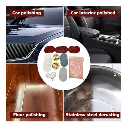 34Pcs/Set Glass Polishing Kit, Deep Scratch Remover, Multifunctional Cerium Oxide Polishing Powder, Glass Repair Kit for Windscreen, Windows, Tables, and Aquariums