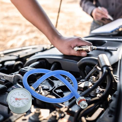 FAVOMOTO Exhaust Back Pressure Tester Kit, Professional Automotive Emission Detector with Hose and Adapters Universal Automotive Exhaust Back Pressure Gauge for Vehicle Diagnostics