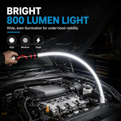 Luma Chord Flexible LED Work Light, 800 Lumen Rechargeable Mechanic Flashlight with Magnetic Base, Hanging Hook, 30-Inch Bendable USB-C Inspection Light for Auto Repair and Garage
