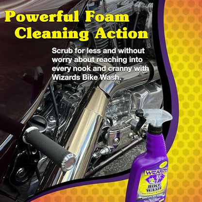 Wizards Bike Wash - Cleaner For Motorcycle Washing Kit- Quick Detailer for Bike with Bug Remover - For Your Motorcycle Accessories and Detail Kit - 22 oz (Pack of 2) - size: 22 Fl Oz (Pack of 2)