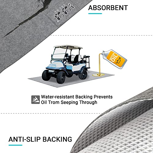 10L0L Golf Cart Garage Floor Mat 8.85x5.0 ft Oil Absorbent | for Yamaha EZGO Club Car water-resistant rubber backing; slip-resistant; cuttable; washable