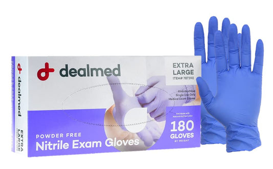 Dealmed Brand Nitrile Medical Grade Exam Gloves, Disposable, Latex-Free, 180 Count, Size Extra Large - color: Purple (Pack of 1), size: X-Large (Pack of 180)