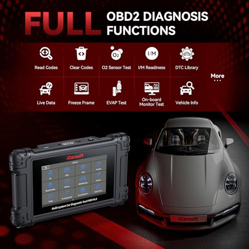 iCarsoft POR V4.0 Bidirectional Diagnostic Tool for Porsche + 2 Car Make Groups, OBD2 Scanner with Actuation Test, 28 Services Battery Registration,Support CAN-FD-Free Update
