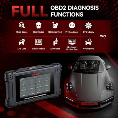 iCarsoft POR V4.0 Bidirectional Diagnostic Tool for Porsche + 2 Car Make Groups, OBD2 Scanner with Actuation Test, 28 Services Battery Registration,Support CAN-FD-Free Update
