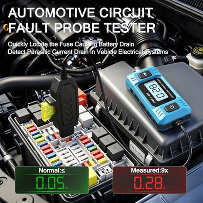 Car Fuse Tester, Automotive Circuit Fault Probe Tester, 20A 48V Parasitic Draw, Car Relay & Circuit Tester with Overcurrent Detection, Inline Current Monitor for Mini & Standard Blade Fuses