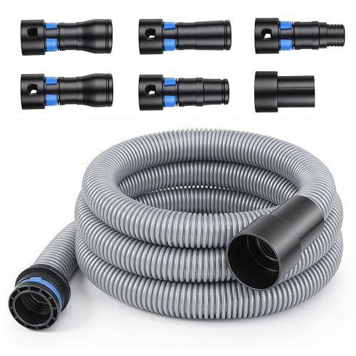 16 FT Durable Dust Collection Hose Kit - Universal Fit for Home & Shop Vacuums, 6-Piece Expanded Multi-Brand Adapter Set for Woodworking Power Tools/Sander, 2-1/8" Standard Connection prime&swift - size: 16FT