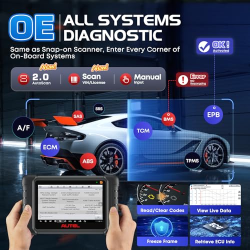 Autel Scanner MaxiCOM MK900BT: 2026 8in MK900-BT V2.0 Bidirectional Scan Tool, 33ft BT Ver. of MK900 MX900 MK808S MK808BT PRO MX808S MK808Z, 40+ Service, 3K+ Active Tests, DOIP CANFD, All System, FCA