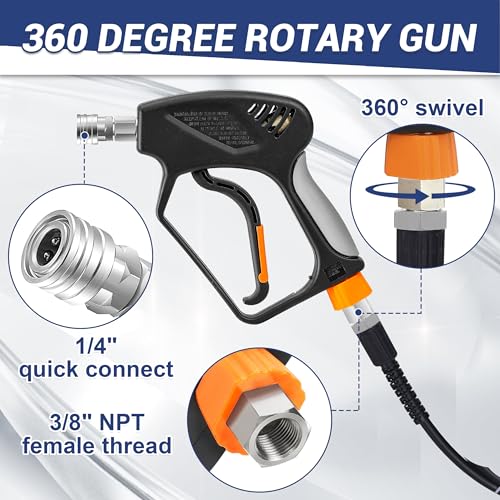 PWACCS Dual Foam Cannon with Pressure Washer Short Gun, 1.5 Liter | Car Wash Foam Gun Kit, Dual Connector Accessory, 1/4" Quick Connector, 5 Sprayer Nozzles, 5000 PSI