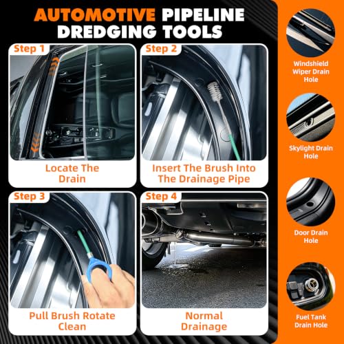 12FT Car Wash Brush with Long Handle,Car Cleaning Kit with Telescoping Pole,Soft Bristle Brush,Wheel Brush, Window Squeegee, Chenille Mop&Mitt, Sunroof Drain Tool, Bags for RV,Truck,boat