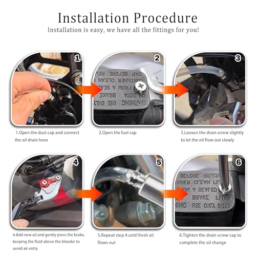 OFBAND 4Set Brake Bleeder Kit,Brake Fluid Bleeder Kit Includes 4PCS Brake Bleeder Hose,2PCS One Way Check Valve,Universal Break Bleeder Kit Car Accessories for Car Motorbike Bike - color: 4PCS