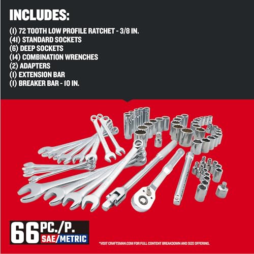 CRAFTSMAN Mobile Mechanics Tool Set, 66 Piece (CMMT12120) - size: 66 Count (Pack of 1)