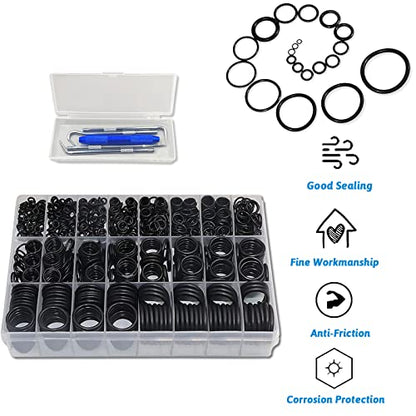 ZDBB 1280 Pcs 24 Size Rubber O-Ring Assortment Kit with Pick and Hook Set for Pressure Washer Faucet Plumbing OD 6mm-28mm