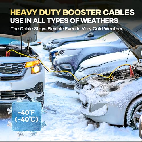 Jumper Cables for Car, Heavy Duty Automotive Booster Cables for Car, SUV and Trucks Battery, for Jump Starting Dead or Weak Batteries with Carry Bag, Gloves, Brushes(6 Gauge 16 Feet) - size: 6 Gauge 16 FT