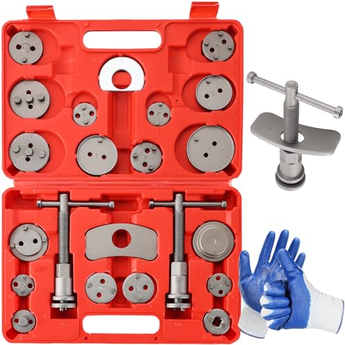 NYXOVA 24pcs Brake Caliper Tool, Heavy Duty Disc Brake Caliper Tool Set, Wind Back Kit for Brake Pad Replacement, Master Disc Brake Caliper Tool Kit Fits Most American, European Makes/Models (Red) - color: Red