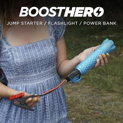 BoostHero Portable Car Battery Jump Starter, 6,000mAh Power Bank, LED Flashlight, with Smart Jumper Cables for up to 6.0L Gas/4.0L Diesel Engines (Blue) - color: Blue