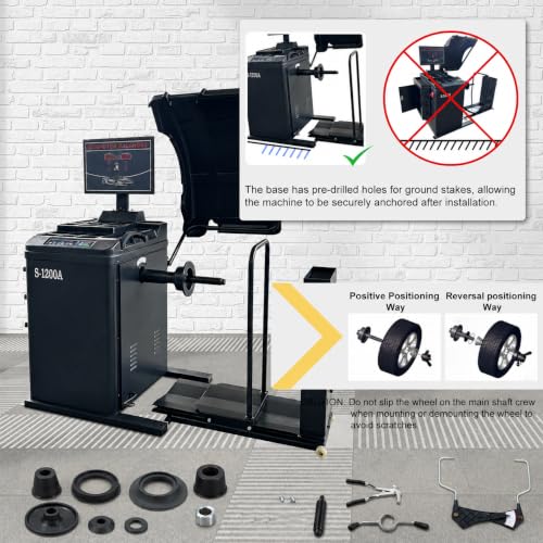 Premium Automatic Wheel Balancer, 10-28" Rim, Auto A/D Measurement, Laser Guide & LED Light, Electronic Brake, 40mm Spindle, 0.55KW Pure Copper Motor, 110V for Professional Use