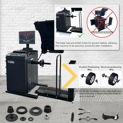Premium Automatic Wheel Balancer, 10-28" Rim, Auto A/D Measurement, Laser Guide & LED Light, Electronic Brake, 40mm Spindle, 0.55KW Pure Copper Motor, 110V for Professional Use