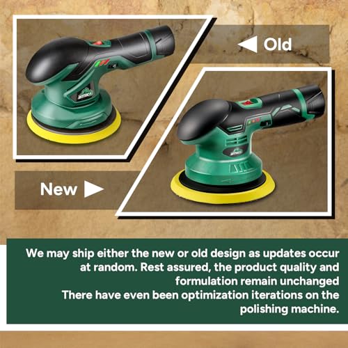 BATOCA S3 Cordless Car Buffer Polisher - 2pcs 2.0Ah 11.1V Lithium-ion Rechargeable Battery Powered Brushless Polisher with 6 Variable Speed, DA Orbital Buffer for Car Detailing, Polishing, Waxing - size: Small