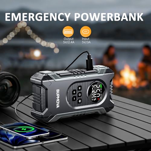 8000A Jump Starter with Air Compressor, 150PSI | For All Gas & 10L Diesel Vehicles. Tire Inflator, Power Bank, LED Light. Portable w/ Storage Case