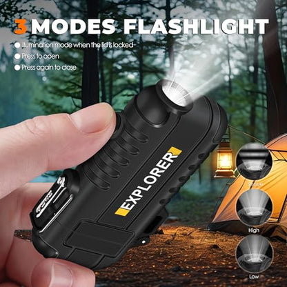 Lafagiet Electric Lighter USB C, Powerful Dual Arc Plasma Flame, with Flashlight, Wind & Waterproof Lighters for Candle, Camping, Grill, Emergency - color: F53-bk