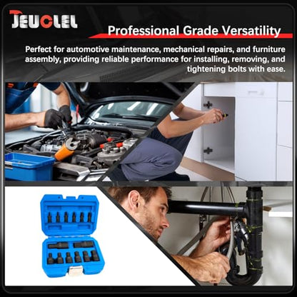 14Pcs Impact Grade Allen Bit Socket Set, Hex 1/2" 3/8" 1/4" Drive | Metric Hex Drive Socket Kit, Heavy Duty Hex bit, Screwdriver Adapter, Hand Repair Tool, Cr-Mo, Socket Wrench, Head Drill - size: 14PCS | Metric Set