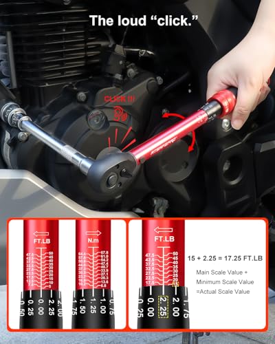 ATsafepro Torque Wrench Set-1/4 20–240 in-LB, 3/8" 5–50 ft-lb,1/2" 10–170 ft-lb with 3 Socket Adapters,±3% Accuracy, Dual Scale, 72-Tooth, Dual-Direction for Car, Bike, Motorcycle Repair Maintenance - style: 1/4" 20-240 IN.LB+3/8" 5-50 FT.LB+1/2" 10-170 F