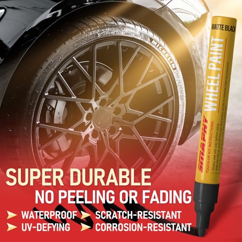 Wheel Scratch Repair Kit, Wheel Repair Kit Curb Rash, DIY Alloy Wheel Repair Kit, Car Wheel Rim Scratch Repair Kit, Rim Paint Pen for Wheel Repair, Universal Color Black Wheel Paint (Matte Black) - color: No.02 Matte Black