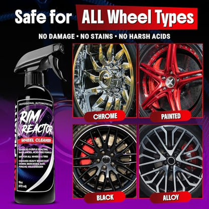 Rim Reactor Wheel Cleaner Spray – Gel Concentrated Formula – Removes Brake Dust, Grime & Dirt – Non-Acid, pH Neutral – Safe for Alloy, Aluminum, Chrome & Black Wheels – Rim Care Solution – Gallon - size: 128 Fl Oz (Pack of 1)