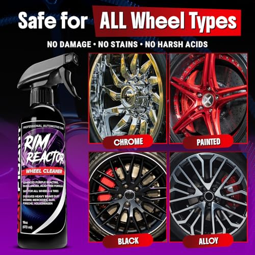 Carfidant Rim Reactor Wheel and Rim Cleaner Spray - Removes Brake Dust & Grime - Safe for BMW, Mercedes, Audi, VW & Porsche - No Scrub, pH Neutral, Non-Acidic Tire Cleaner - 32 fl oz - size: 32 Fl Oz (Pack of 1)