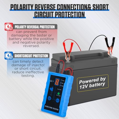 Universal Fuel Injector Tester and Cleaner Tool Kit, DIY Cleaning Tool Kit | 4 Size Cleaning Adapters, 4 Wire Dual Channel for 12V/5V Output Power
