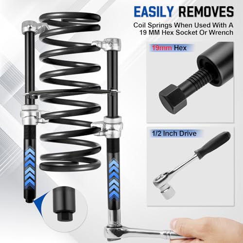 2 PCS Coil Spring Compressor Tool, Automotive Strut Spring Compressor, Heavy Duty Strut Spring Compression with Safety Jaws and Holder, Spring Compressor Tool 2205 LB Capacity
