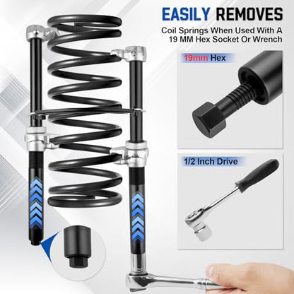2 PCS Coil Spring Compressor Tool, Automotive Strut Spring Compressor, Heavy Duty Strut Spring Compression with Safety Jaws and Holder, Spring Compressor Tool 2205 LB Capacity