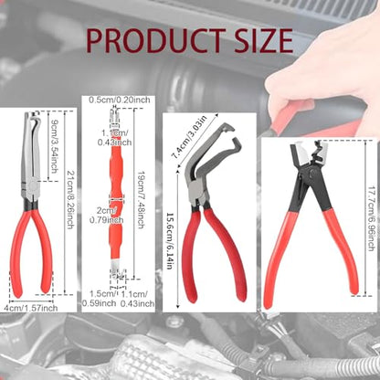 Automotive Electrical Disconnect Pliers Kit, Upgraded High-Carbon Steel Connector Release Tool Set with Straight & Angled Pliers and Terminal Removal Tool for Car Wiring Harness Repair - size: 4SET
