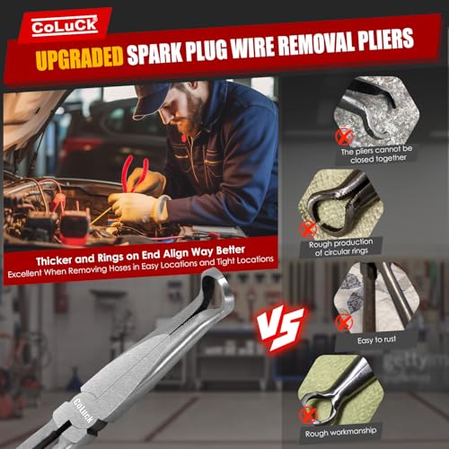 6Pcs Fuel Line Pliers Set, 11in Spark Plug Wire Removal Tool Flat Hose Clamp Hose Remover,30° Disconnecting Plier for Water Hose Pipe Repairing Disconnect Tool with Storage Case - color: Flat Hose Clamp Spark Plug Wire Removal Pliers Set 6pcs
