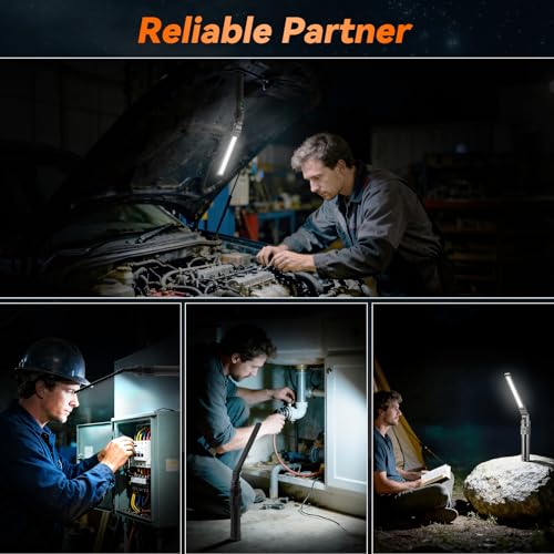 2Pack Magnetic Rechargeable LED Work Light/Flashlight for Mechanics | All Aluminum, 1500 High Lumens, Digital Display, 7 Modes, 360° Rotation, for Car Repairing, Emergency, Gifts for Father - size: 2Pack