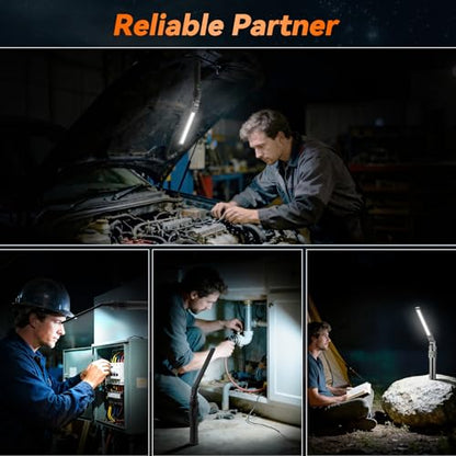 2Pack Magnetic Rechargeable LED Work Light/Flashlight for Mechanics | All Aluminum, 1500 High Lumens, Digital Display, 7 Modes, 360° Rotation, for Car Repairing, Emergency, Gifts for Father - size: 2Pack