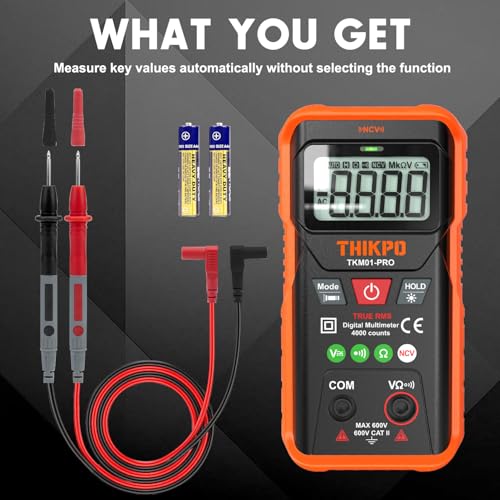 Digital Multimeter 4000 Counts with NCV, Automotive Multimeter Tester for AC/DC Voltage, Resistance, Continuity with Backlight and LCD, Auto-Ranging Voltmeter with Manual Mode