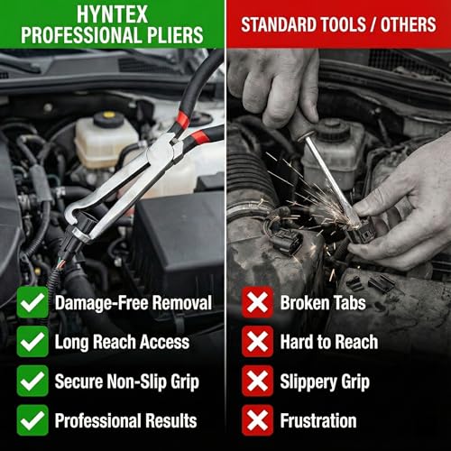 4PCS Electrical Disconnect Pliers Set, High-Carbon Steel Electrical Connector Removal Tool, 60° Angled & Straight Pliers for Automotive Fuel Line, Sensors, Ignition Coils (Black 4PCS) - color: Black 4pcs