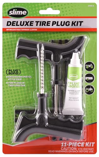 Slime 2040-A Tire Repair Plug Kit, Deluxe, Contains Strings, Tools and Glue, 11 Pieces - size: 11-Pieces, style: Plug Kit