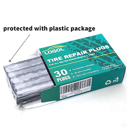 30pcs 4" Tire Plugs Heavy Duty.Tire Repair Plugs（Black） | Tire Plugs for Puncture Repair are Suitable for Tubeless Tires Car, Light Truck, Motorcycle, ATV, UTV. etc.… - style: Tire Plugs (30PCS)