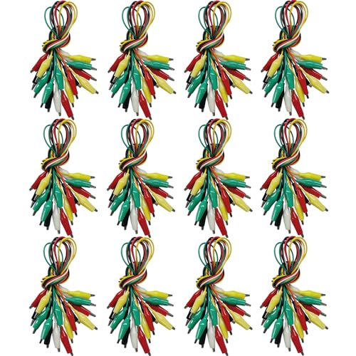 120PCS Premium Alligator Clips Electrical, 5 Colors Test Probes & Leads, Crocodile Jumper Wires with Dual Ended Insulators Cable for Electric Circuit Connection, Multimeter, Electronic Experiments - size: 120pcs