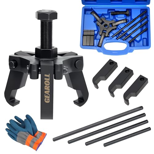 Harmonic Balancer Puller Remove Extractor Kit Set, Adjustable 3-Jaw Puller for Removing Harmonic Damper Pulley Compatible with Chevy GM Chrysler ect.