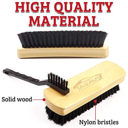 TAKAVU Leather & Upholstery Cleaning Brush Set (Black) | Car Detailing Brush for Alcantara, Leather Seats, Suede, Car Interior, Sofa & Convertible Tops - color: Black