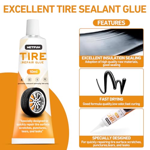 40 PCS Quick Fix Tire Plug Kit with 3 Tubes of Black Tire Sealant, New Screw in Tire Plugs, Fast Flat Tire Repair Kit for Car Motorcycle Truck Tractor Emergency Repair