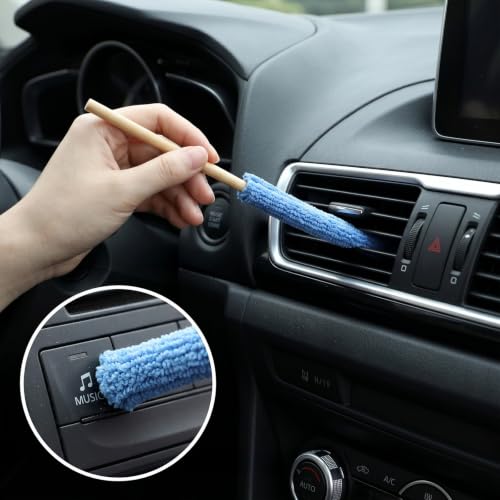 12 Pcs Microfiber Detail Duster Sticks, Crevice Cleaning Brush Kit for AC | Vent Fan Blade Mini Split Flexible Bendable Dust Cleaner for Home Car Window Blind Air Conditioner - Multicolors