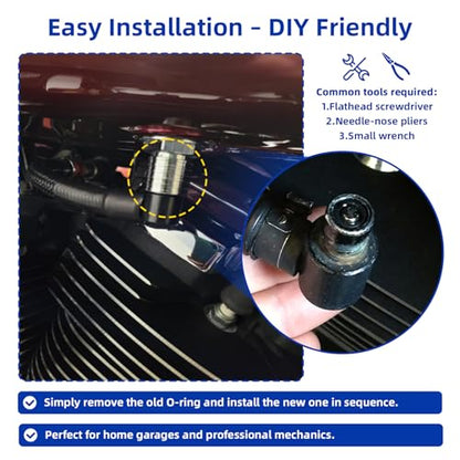 Fuel Tool O-Ring kit for Harley-Davidson EFI Models from 2001 Onwards, Including Fuel Tool Check Valve O-Rings and Fuel line Male O-Rings, for Street Glide, Road King, Softail Models.